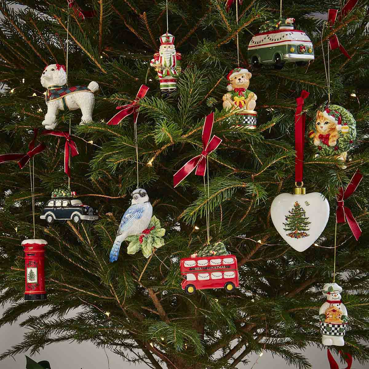 Christmas Tree Red Double Decker Bus Ornament image number null