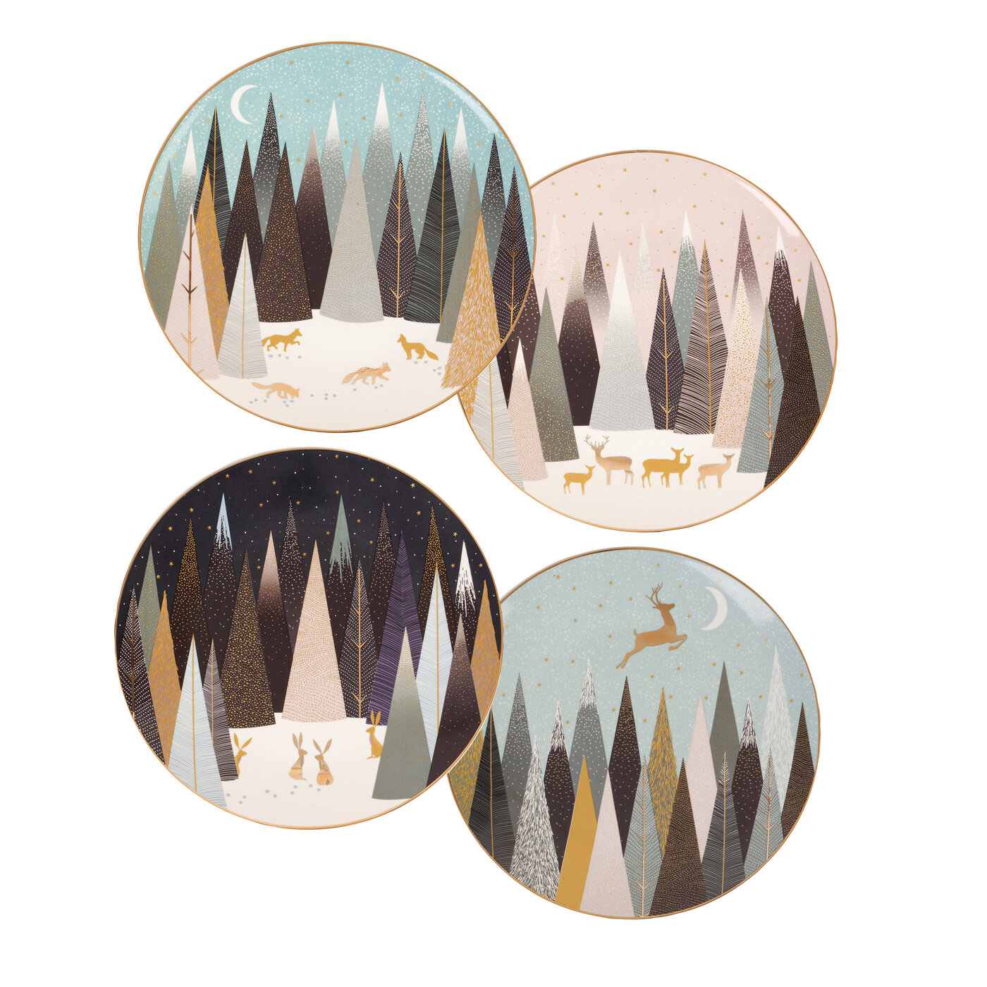 Sara Miller London Frosted Pines Dessert Plates Set of 4 image number null
