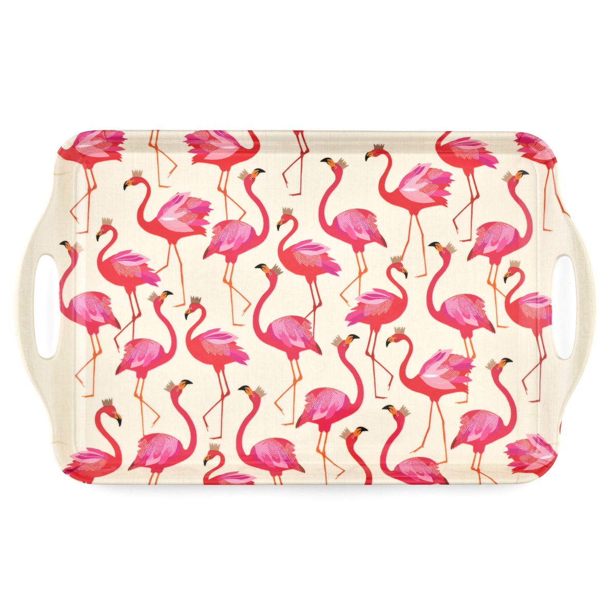 Sara Miller London Flamingo Melamine Handled Tray image number null