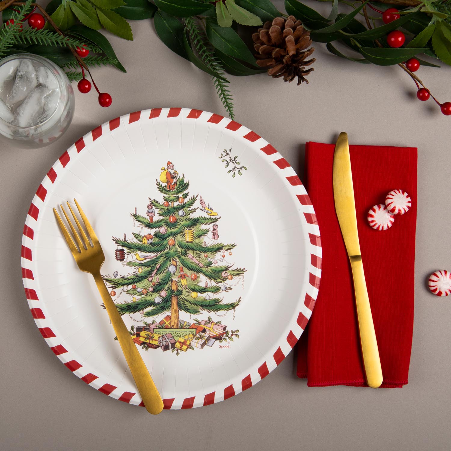 Candy Cane Christmas Tree Dinner Plate ( Paper / 8 Ct) image number null