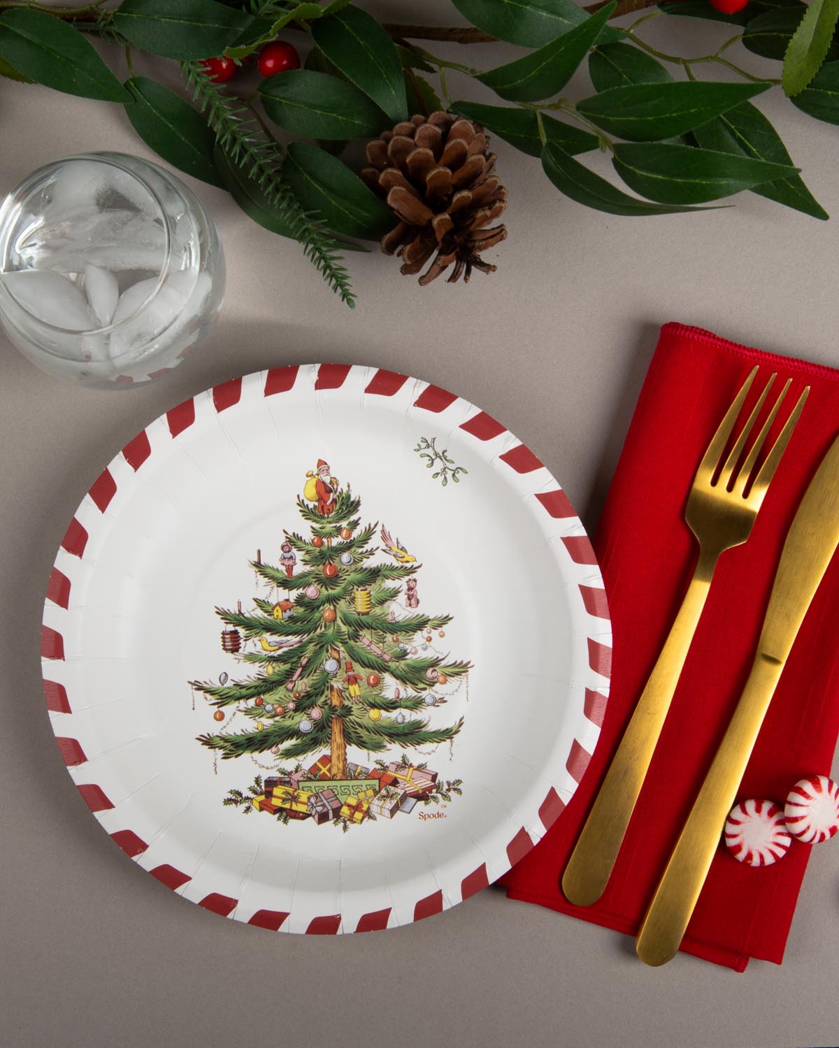 Candy Cane Christmas Tree Lunch/Dessert Plate (Paper / 8 Ct) image number null