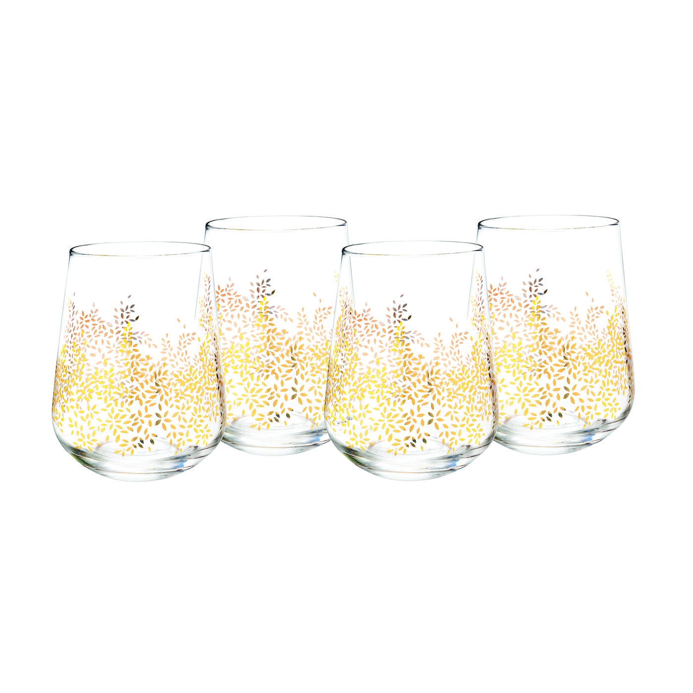 Sara Miller London Chelsea Gold Leaf Stemless Wine Glass Set of 4 image number null