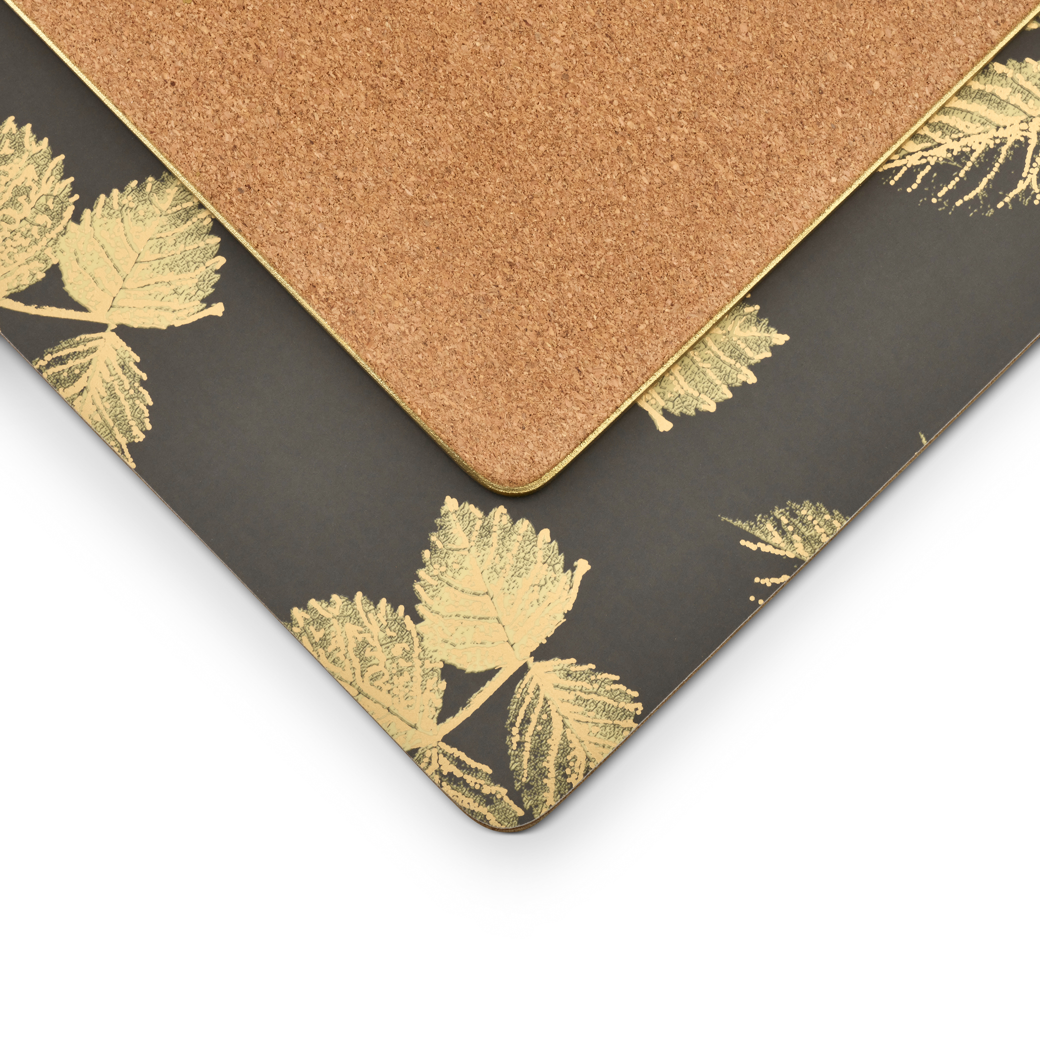 Sara Miller London Etched Leaves  Placemats Set of 4 Dark Grey image number null