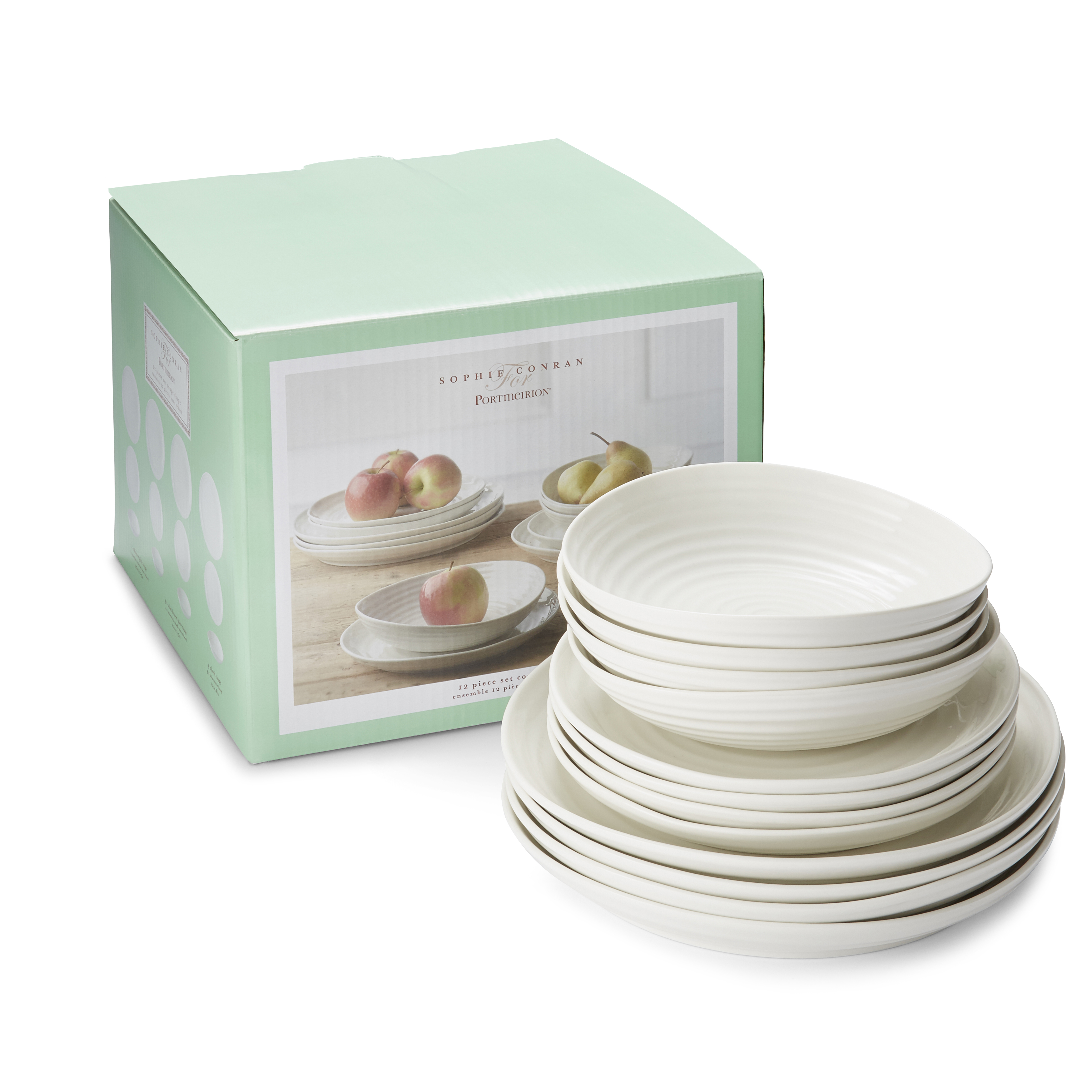 Portmeirion Sophie Conran White 12 Piece Set Coupe Shape image number null