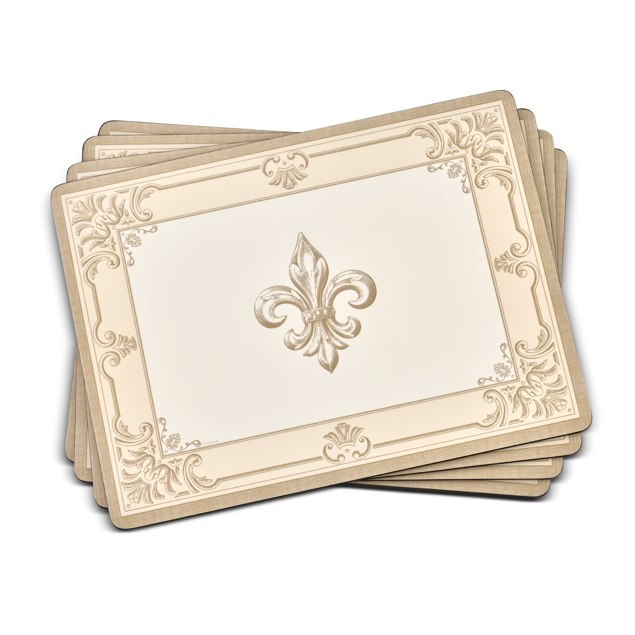 FDC-Fleur de Lys Taupe/Gold Placemats Set of 4 image number null