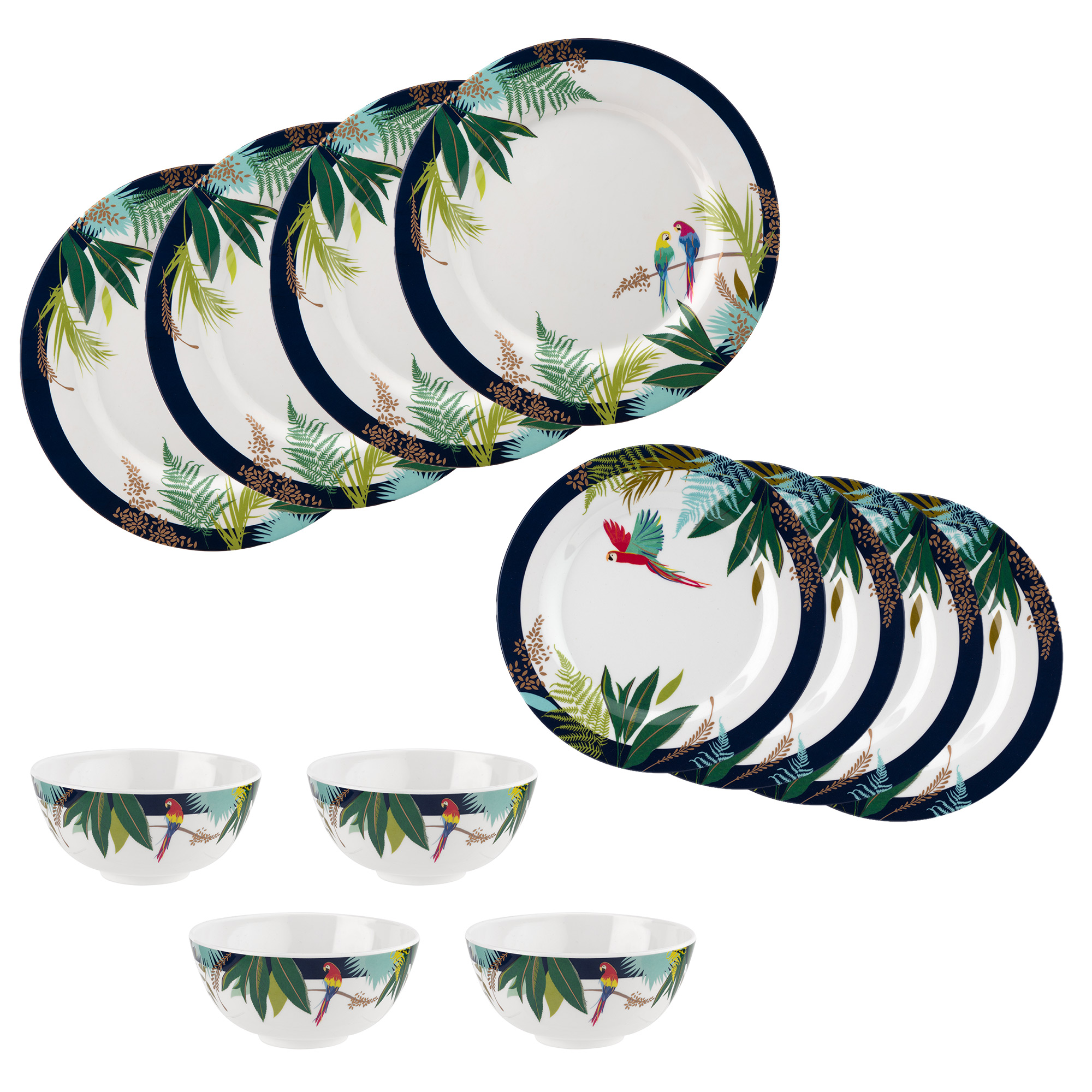 Sara Miller London Parrot 12 Piece Melamine Set image number null