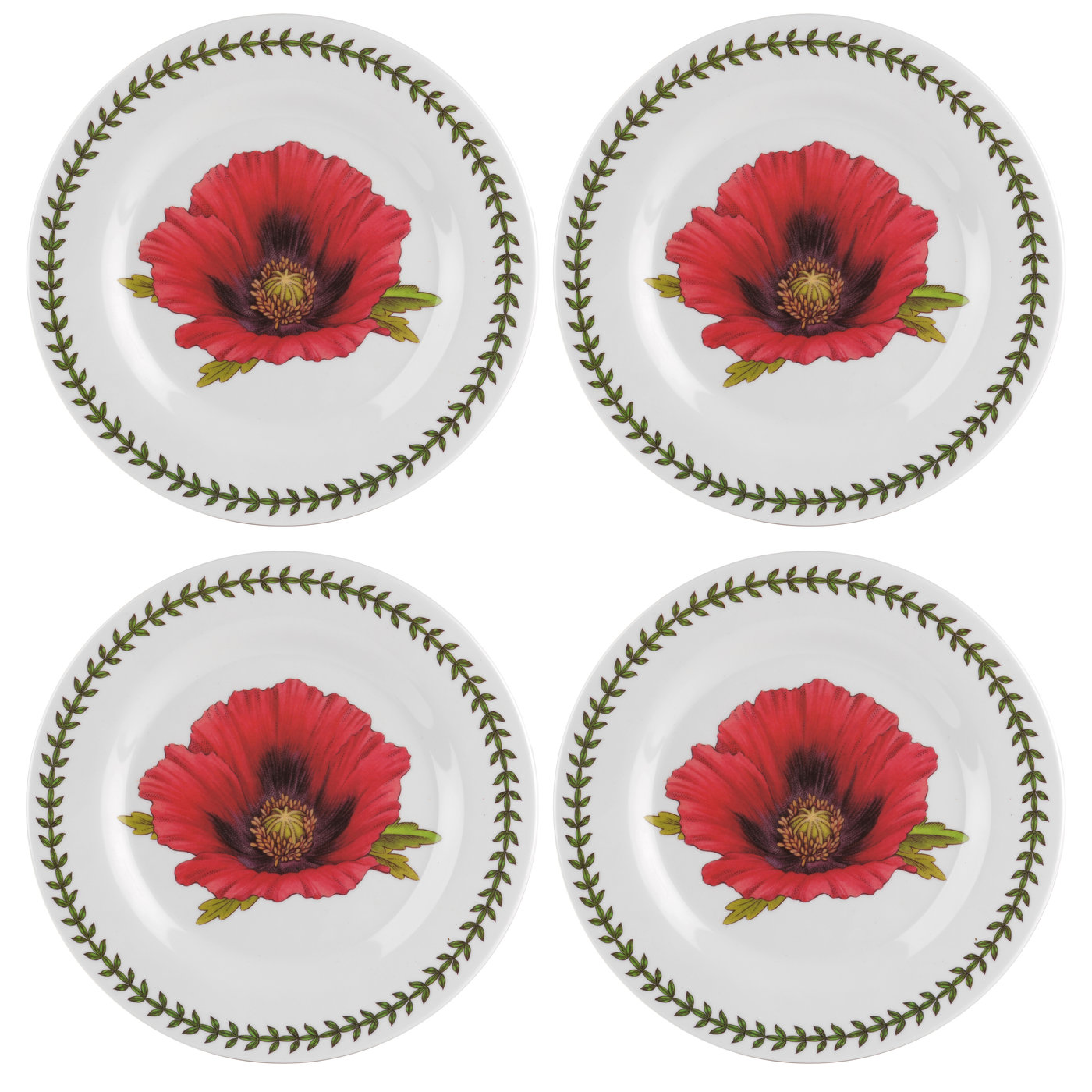 Botanic Garden Melamine Set of 4 Salad Plates, Poppy image number null