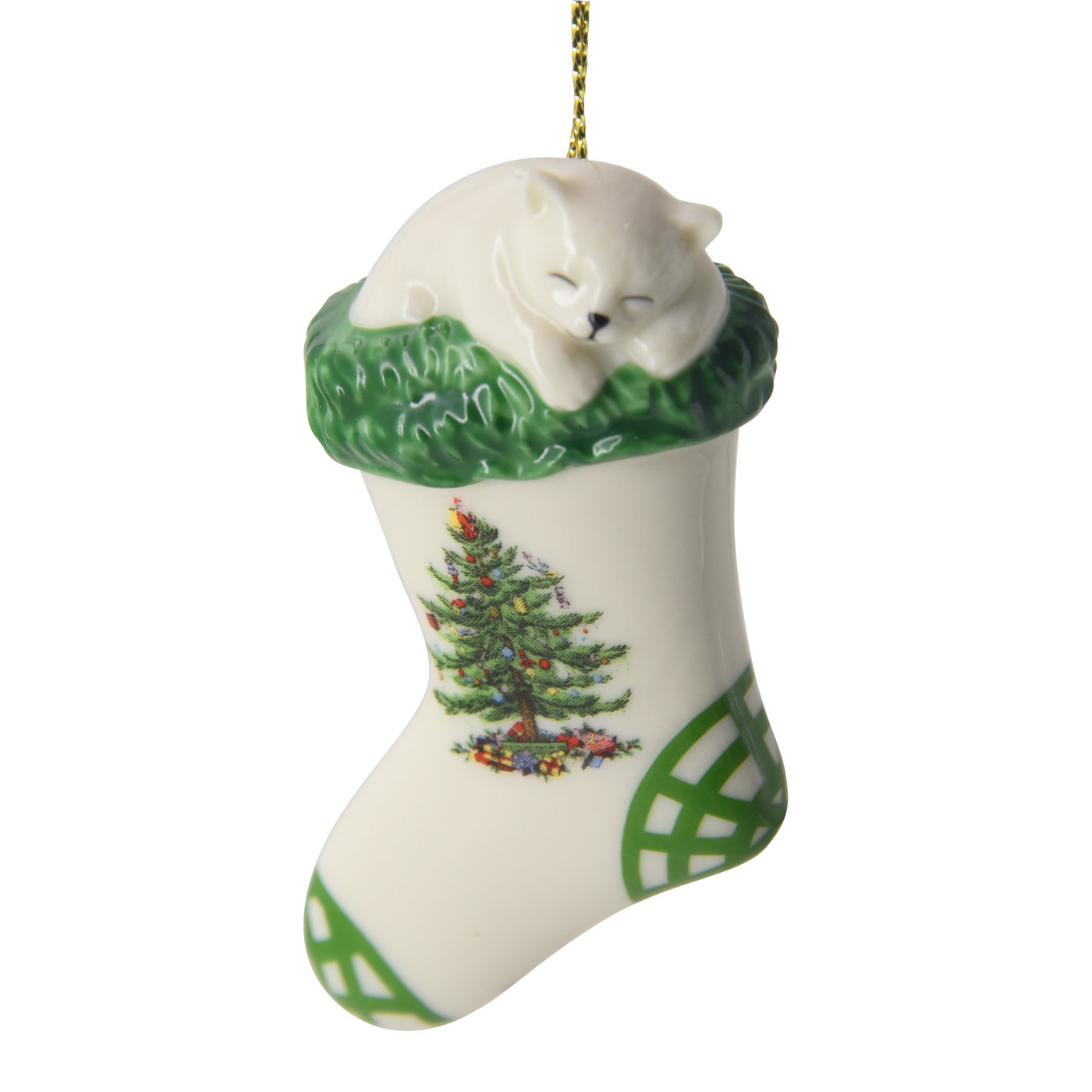 Christmas Tree Kitten in Stocking Ornament image number null