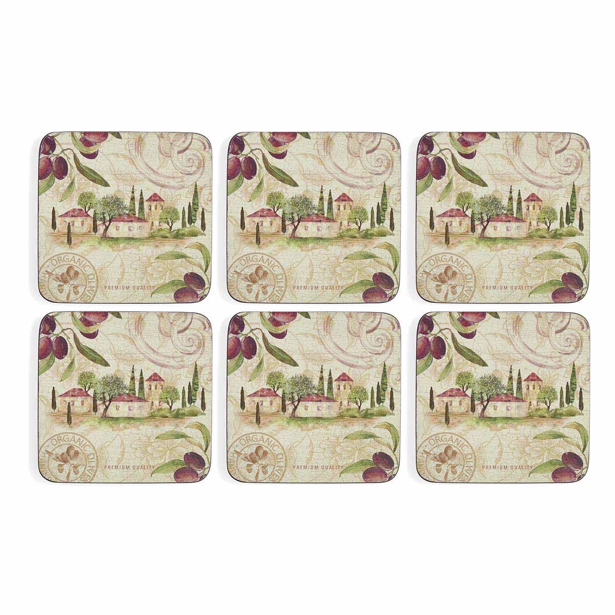 Olive Orchard Set of 6 Coasters image number null
