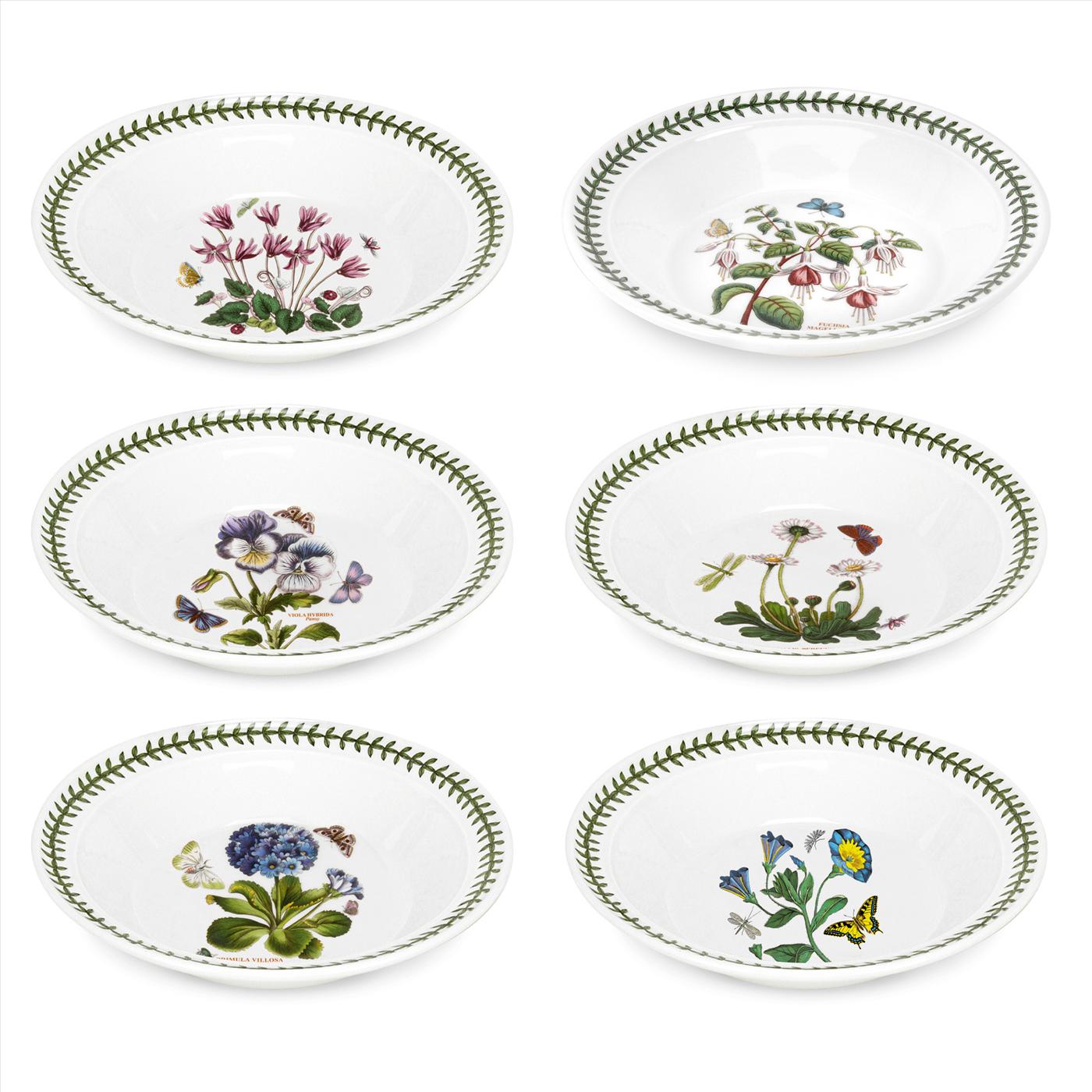 Portmeirion Botanic Garden Set of 9 Soup Plate/Bowls Assorted Motifs Portmeirion Botanic Garden Set of 9 Soup Plate/Bowls Assorted Motifs