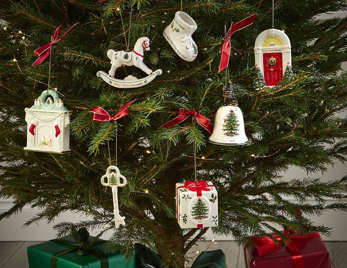 Christmas Tree Baby's 1st Bootie Ornament image number null