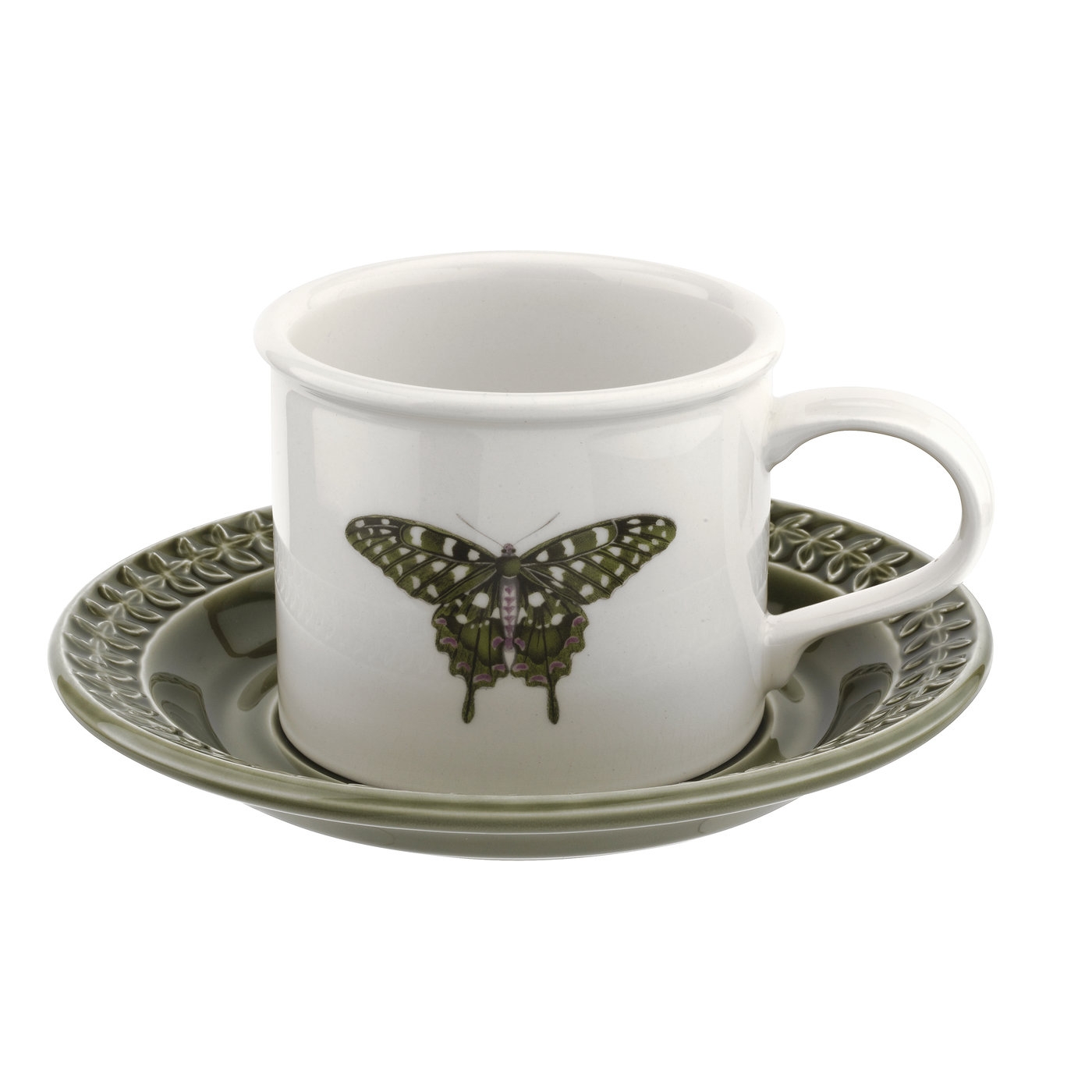 포트메리온 '보타닉 가든 하모니' BF머그 앤 컫받침 Portmeirion Botanic Garden Harmony Embossed Forest Green Breakfast Cup and Saucer