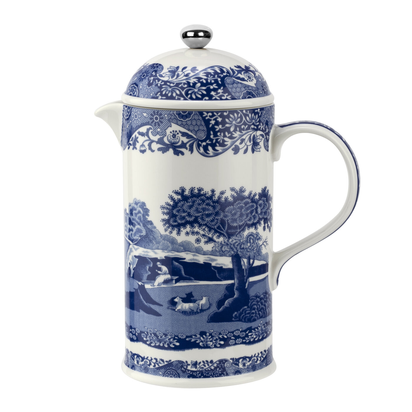 Blue Italian French Press/ Cafetiere (28 oz) image number null