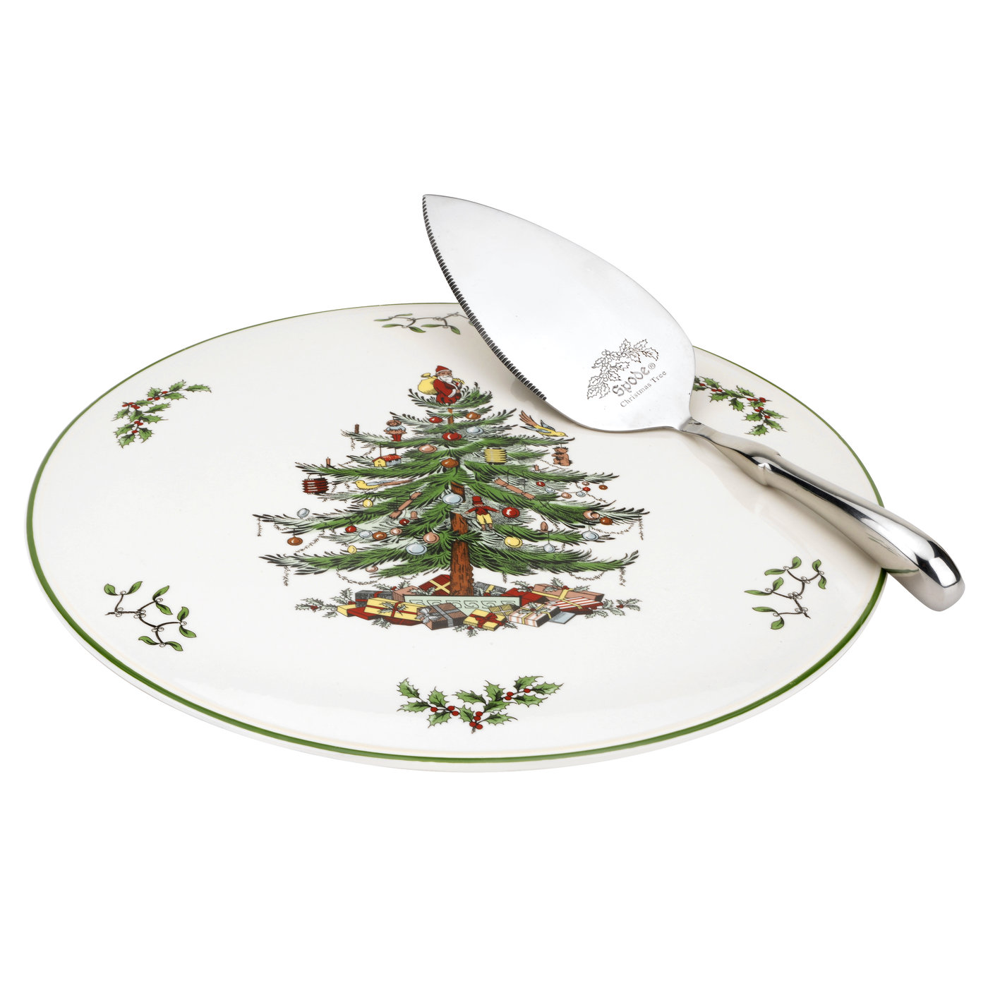 Christmas Tree Cake Plate and Server Set image number null