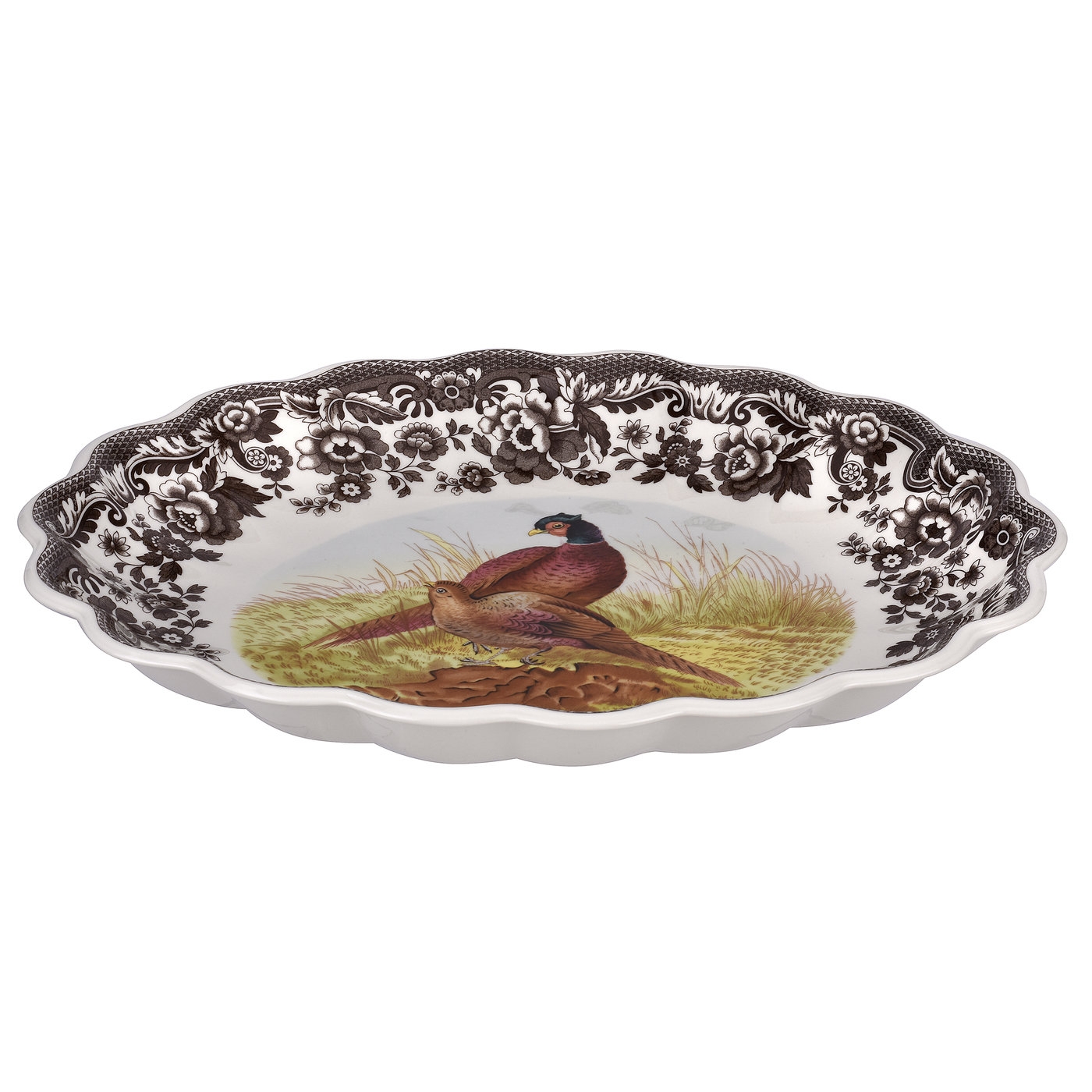Woodland Oval Fluted Dish 14.5 Inch, Pheasant image number null