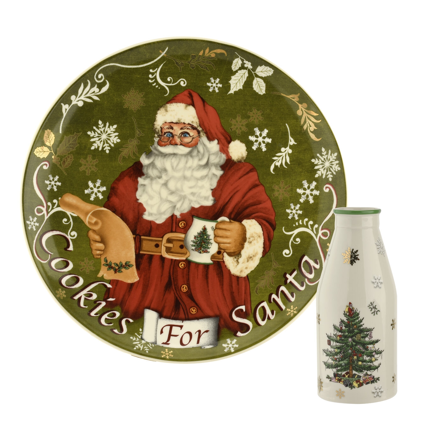 Christmas Tree Cookies for Santa Plate and Milk Bottle Set image number null
