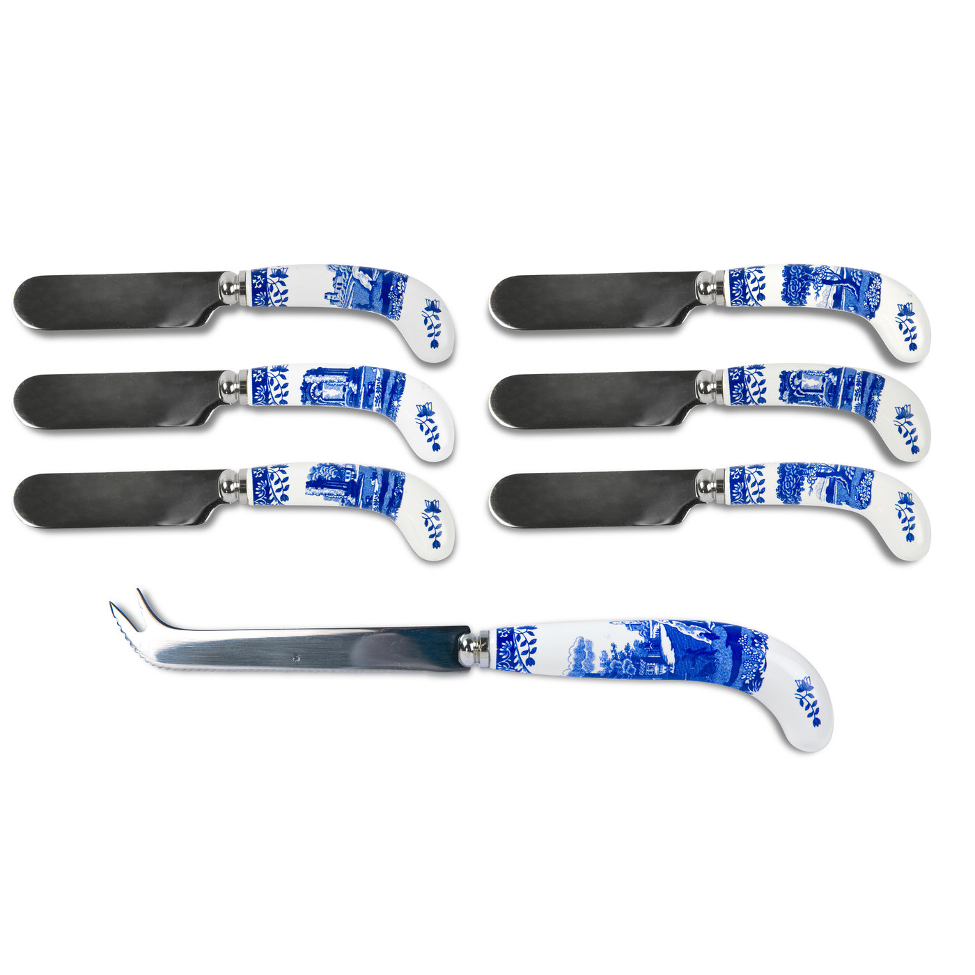 Blue Italian Cheese Knife & Spreader Set image number null