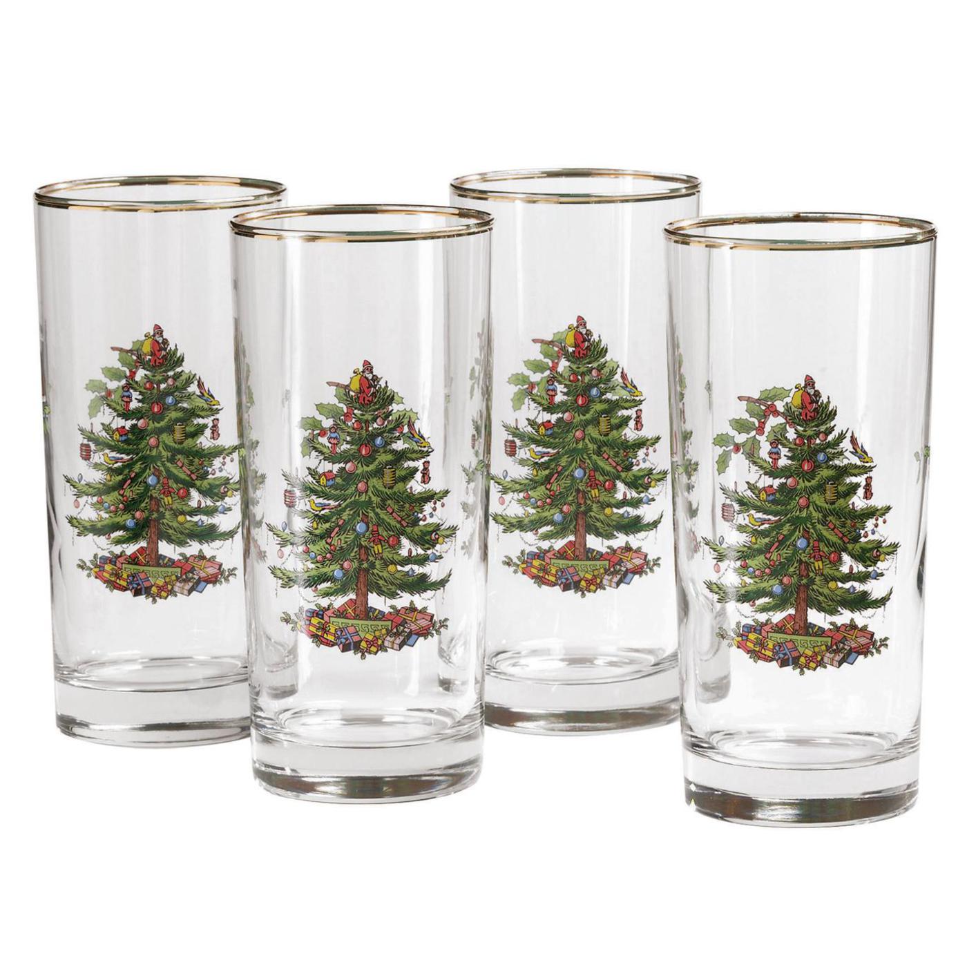 Christmas Tree Set of 4 Highball Glasses image number null