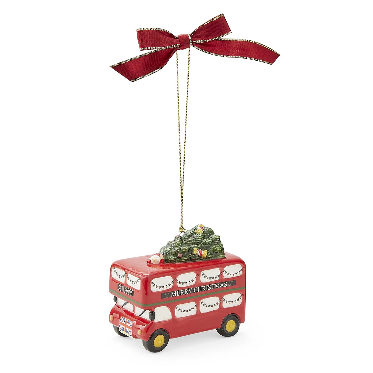 Christmas Tree Red Double Decker Bus Ornament image number null