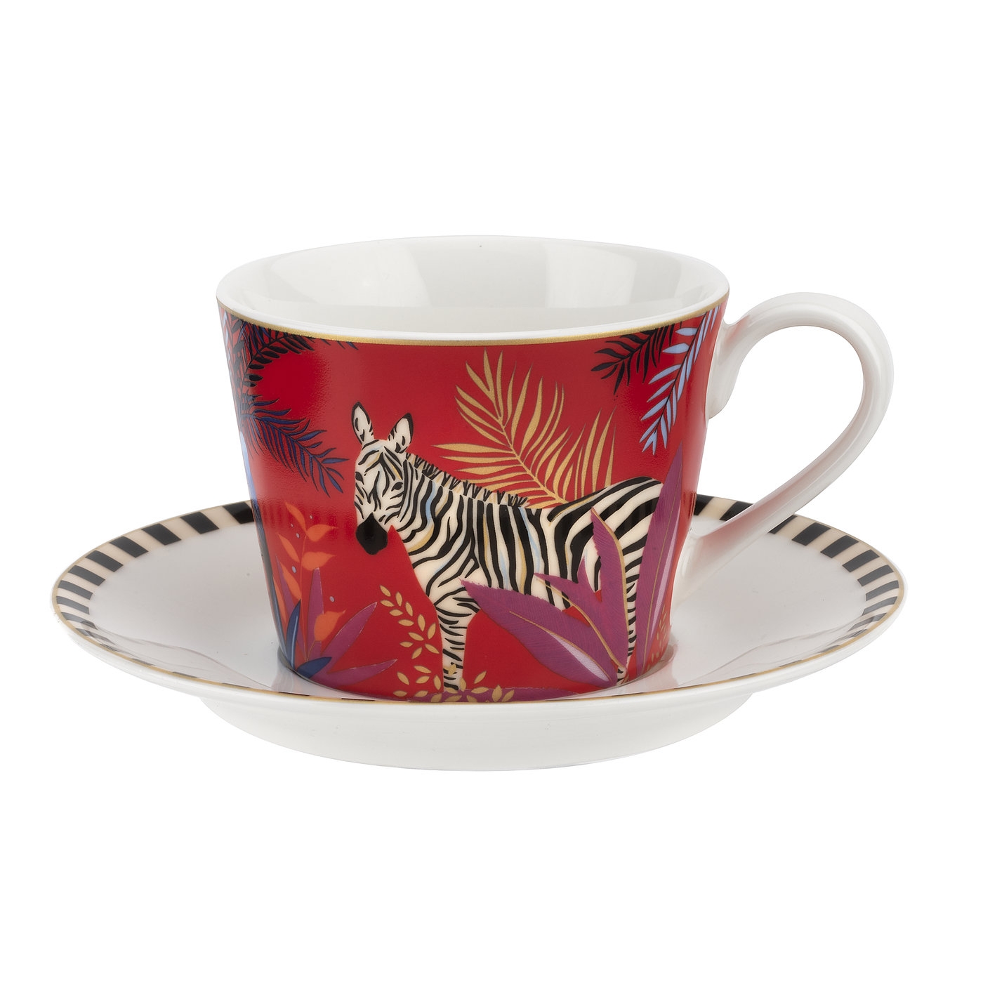 Sara Miller London Tahiti Teacup and Saucer (Zebra) image number null