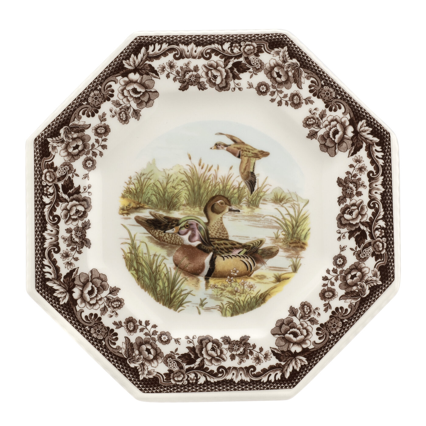 Woodland Octagonal Plate 9.5 Inch (Wood Duck) image number null