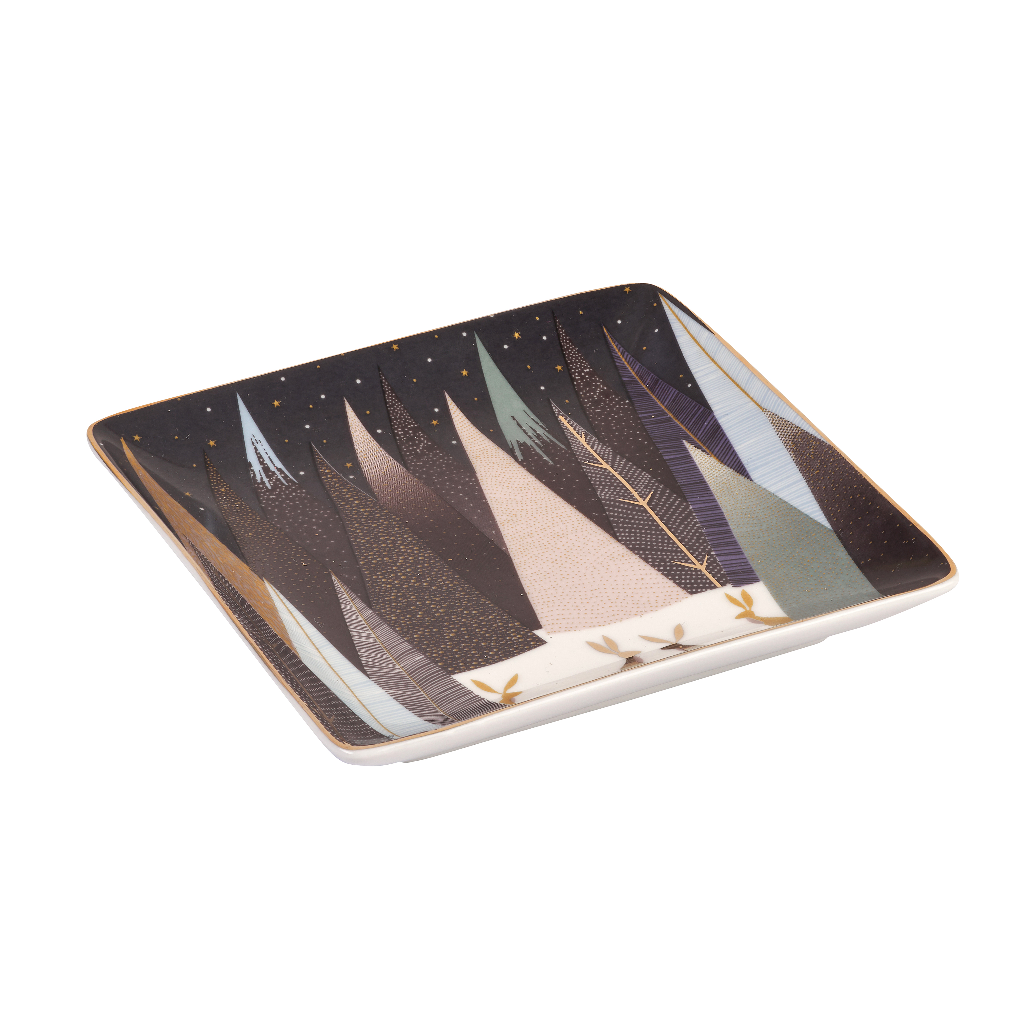 Sara Miller London Frosted Pines Set of 3 Square Trays 4.5 Inch image number null