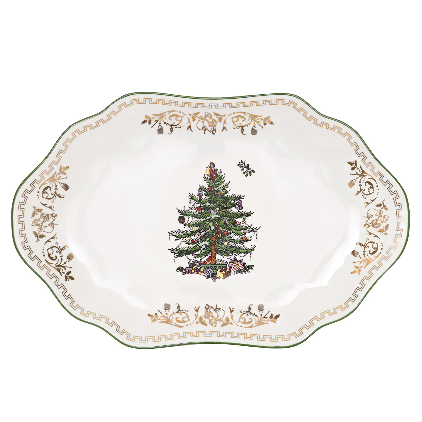 Christmas Tree Gold Medium Oval Platter image number null