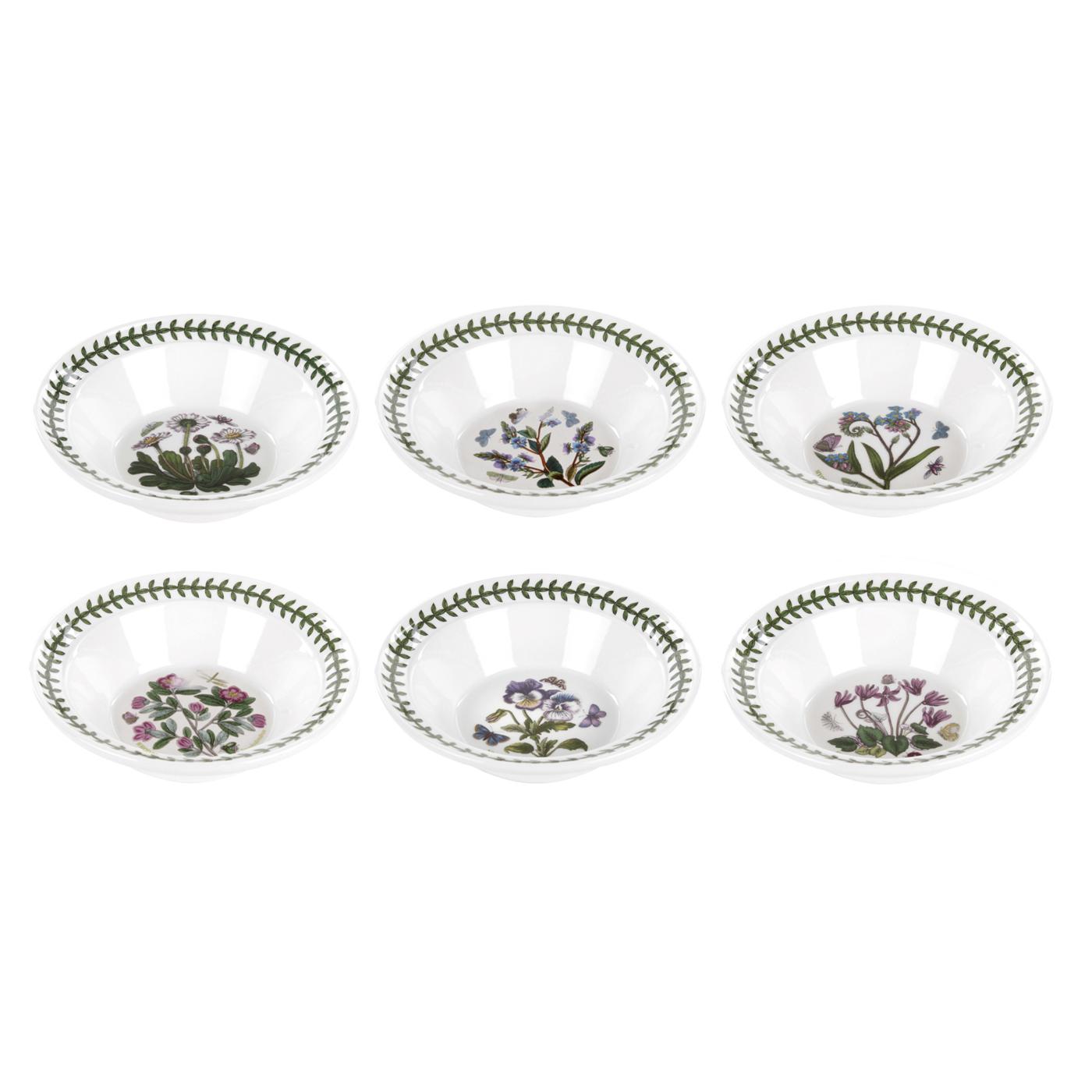 Portmeirion Botanic Garden Set of 6 Oatmeal/Soup Bowls Assorted Motifs