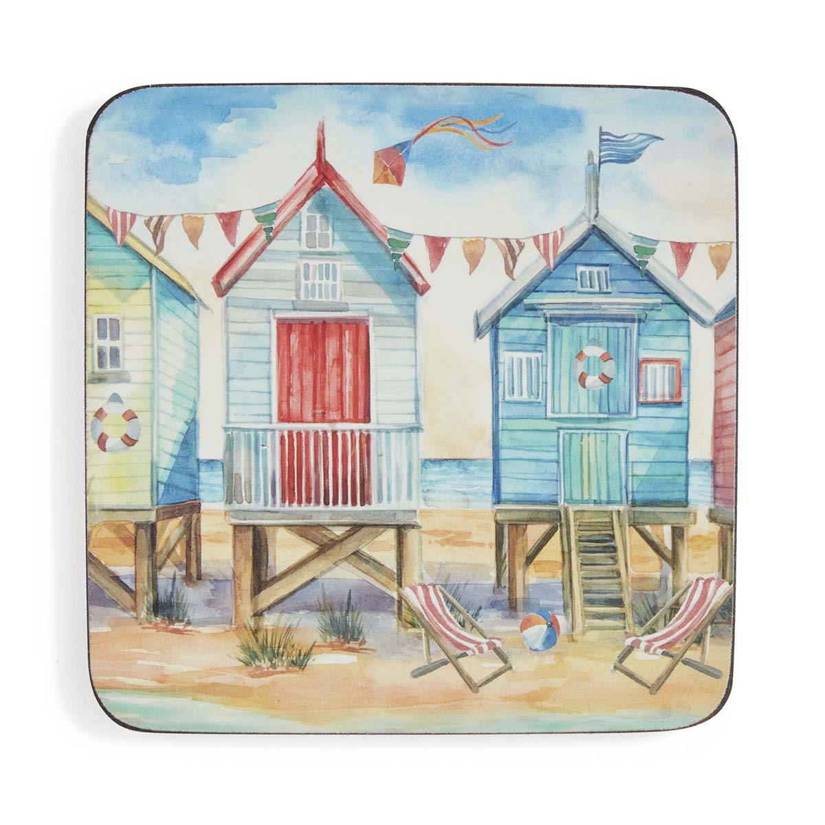 Beach Huts Set of 6 Coasters image number null