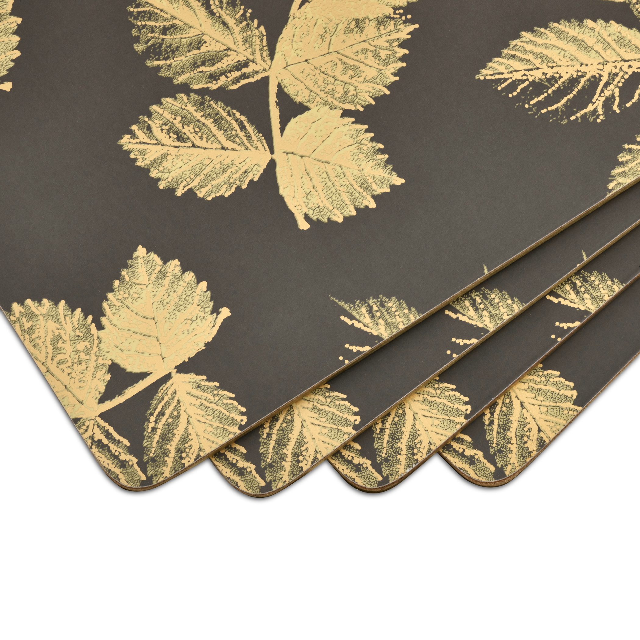 Sara Miller London Etched Leaves  Placemats Set of 4 Dark Grey image number null
