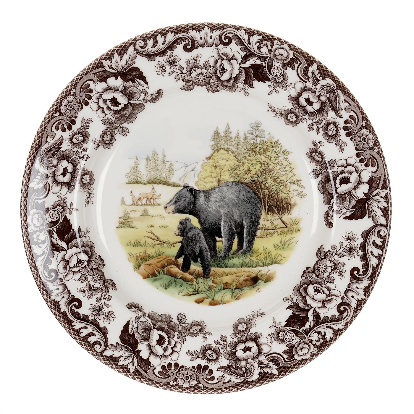 Woodland Dinner Plate 10.5 Inch (Black Bear) image number null