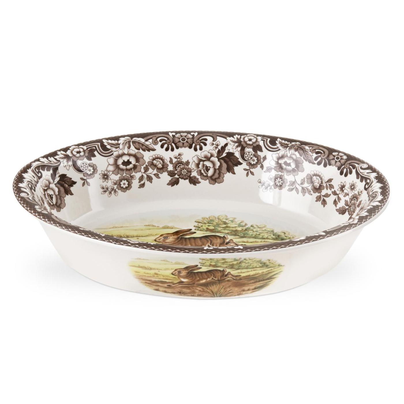 Woodland Oval Rim Dish, Rabbit & Pheasant image number null