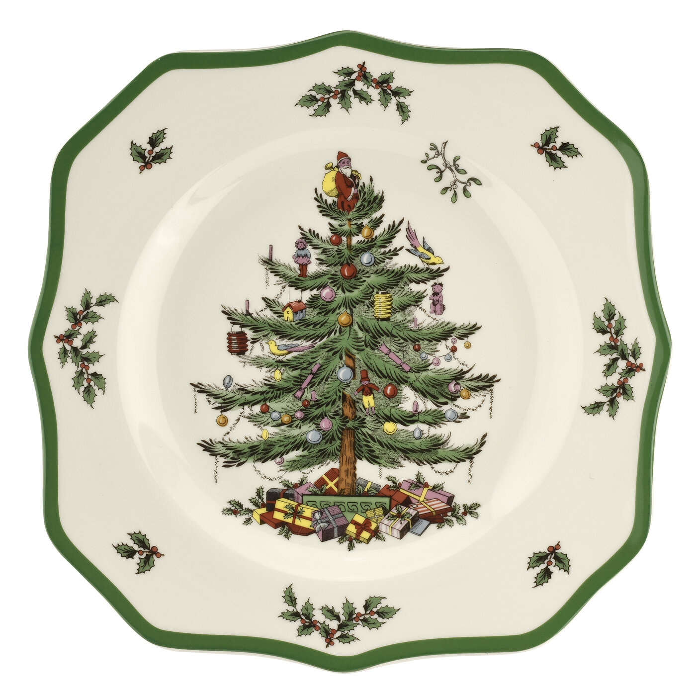 Christmas Tree 10.5 Inch Scalloped Dinner Plate image number null