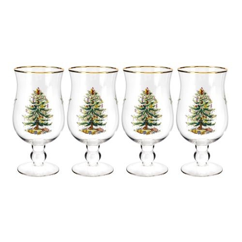 Christmas Tree Set of 4 Wine Glasses