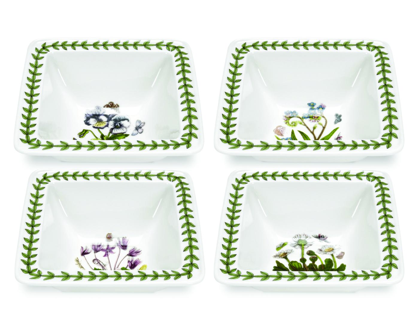 Botanic Garden Set of 4 Square Mini Bowls (Assorted Motifs) image number null
