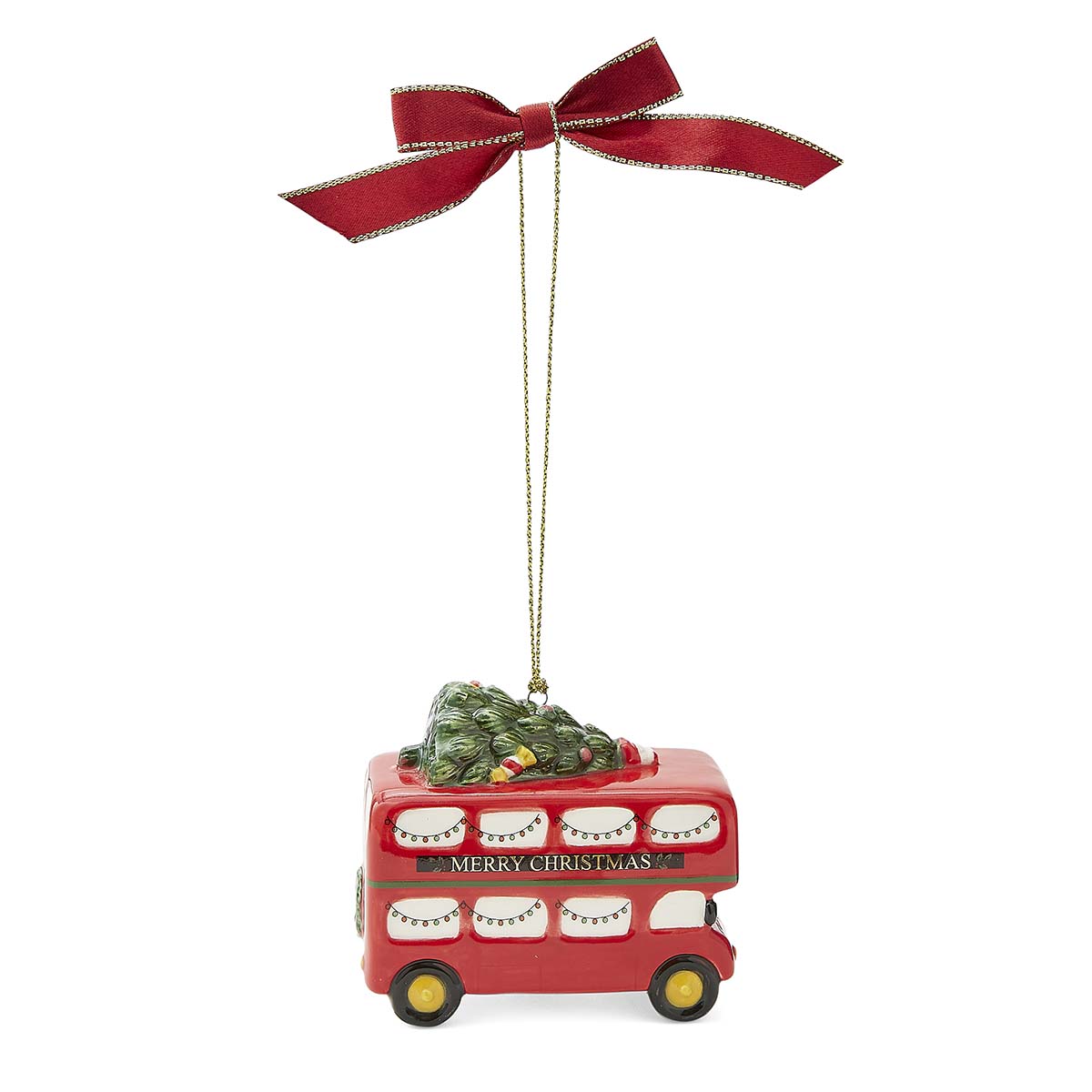 Christmas Tree Red Double Decker Bus Ornament image number null