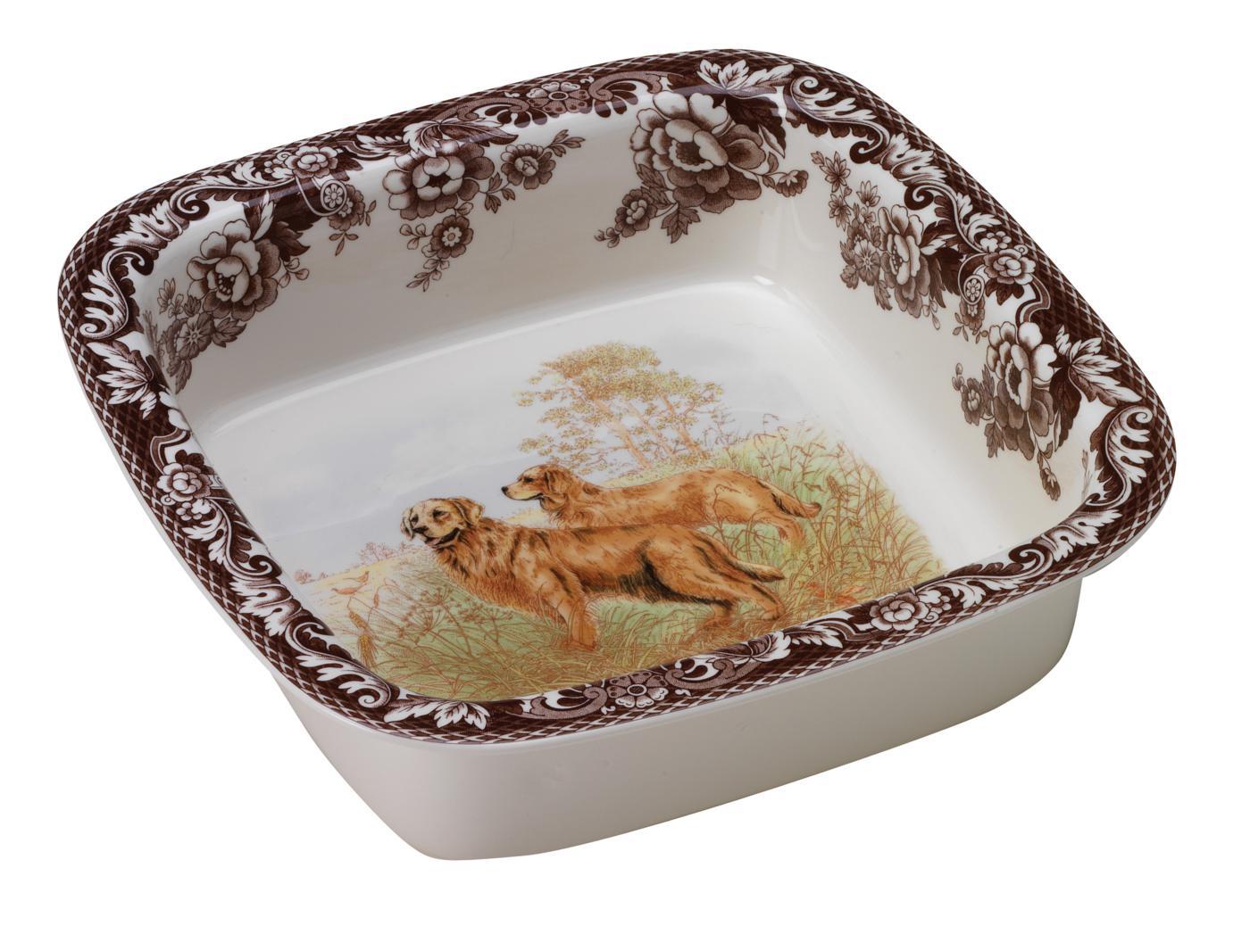 Woodland Square Rim Dish, Golden Retriever image number null