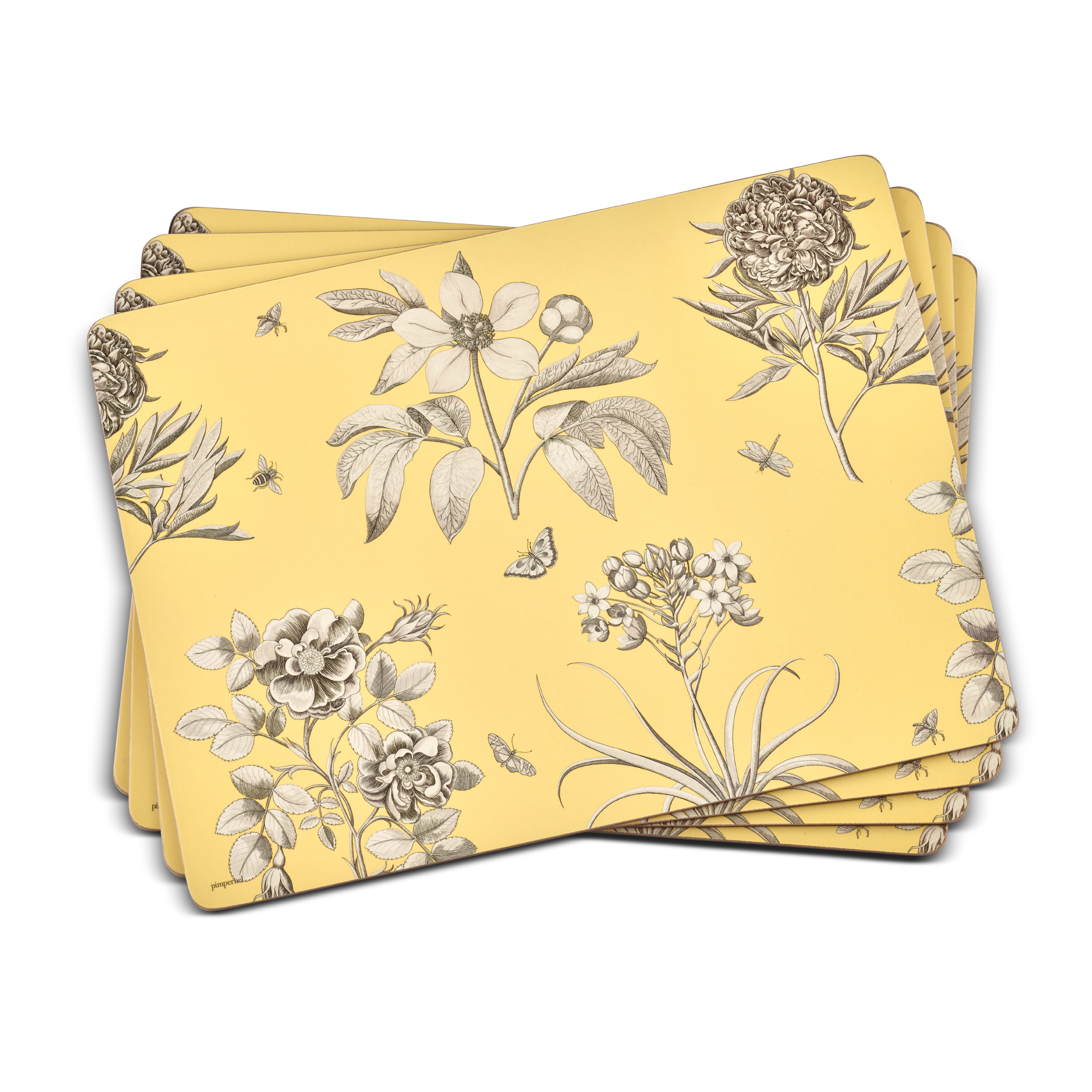 Sanderson Etchings and Roses Yellow Placemats Set of 4 image number null