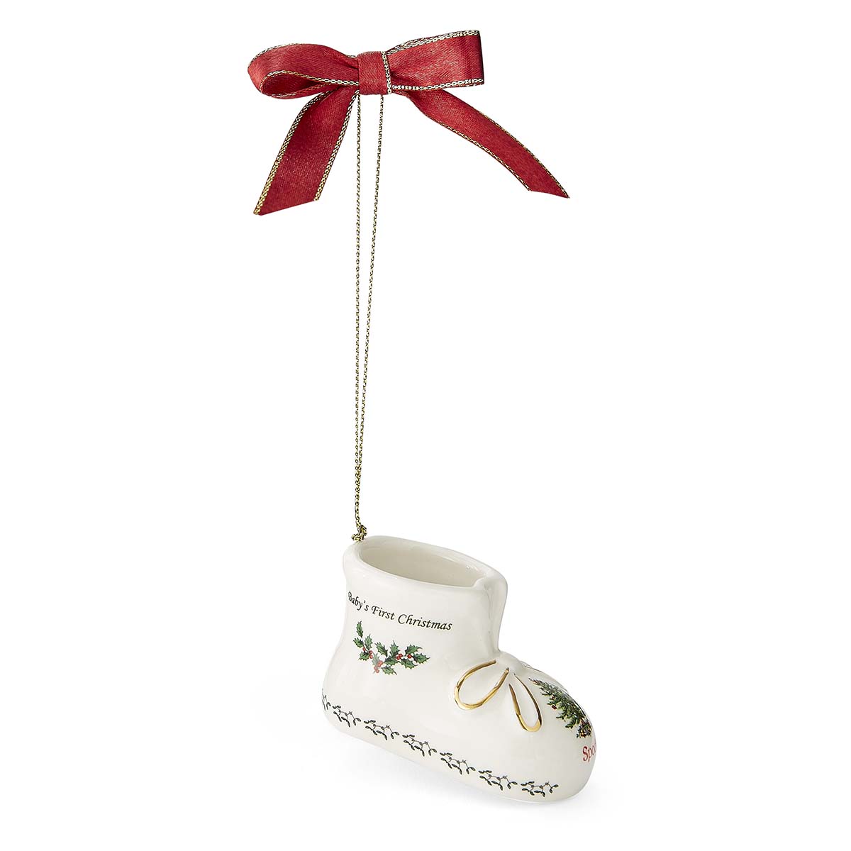 Christmas Tree Baby's 1st Bootie Ornament image number null