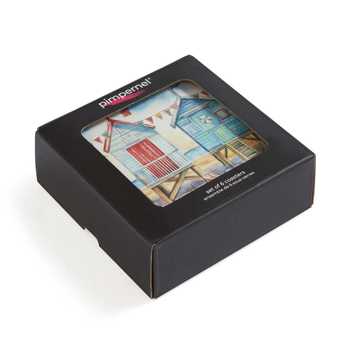 Beach Huts Set of 6 Coasters image number null