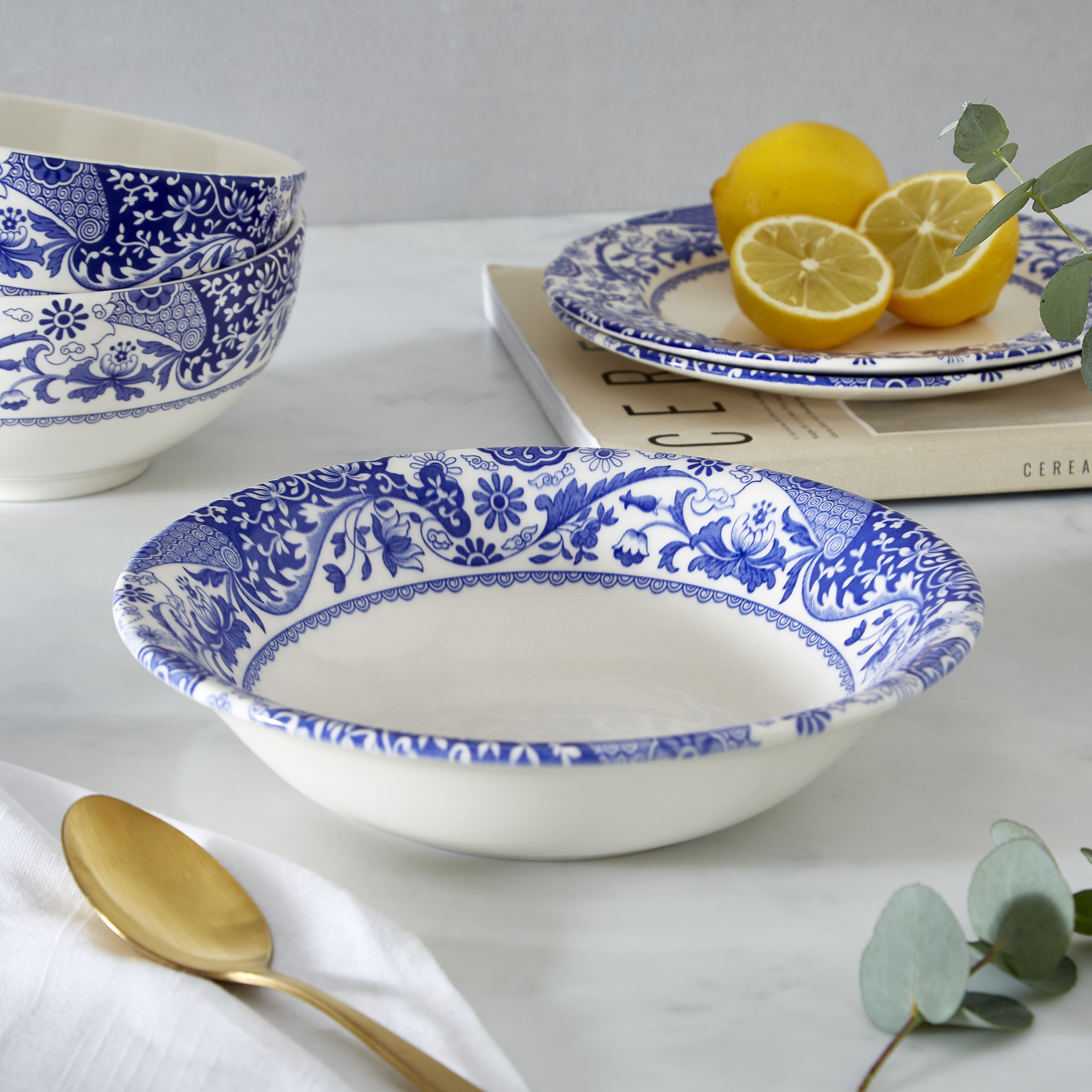 Blue Italian Brocato 8 Inch Cereal Bowl image number null
