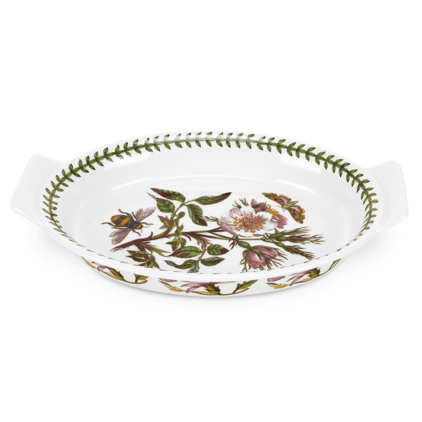 Botanic Garden 10 Inch Medium Oval Gratin Dish (Dog Rose) image number null