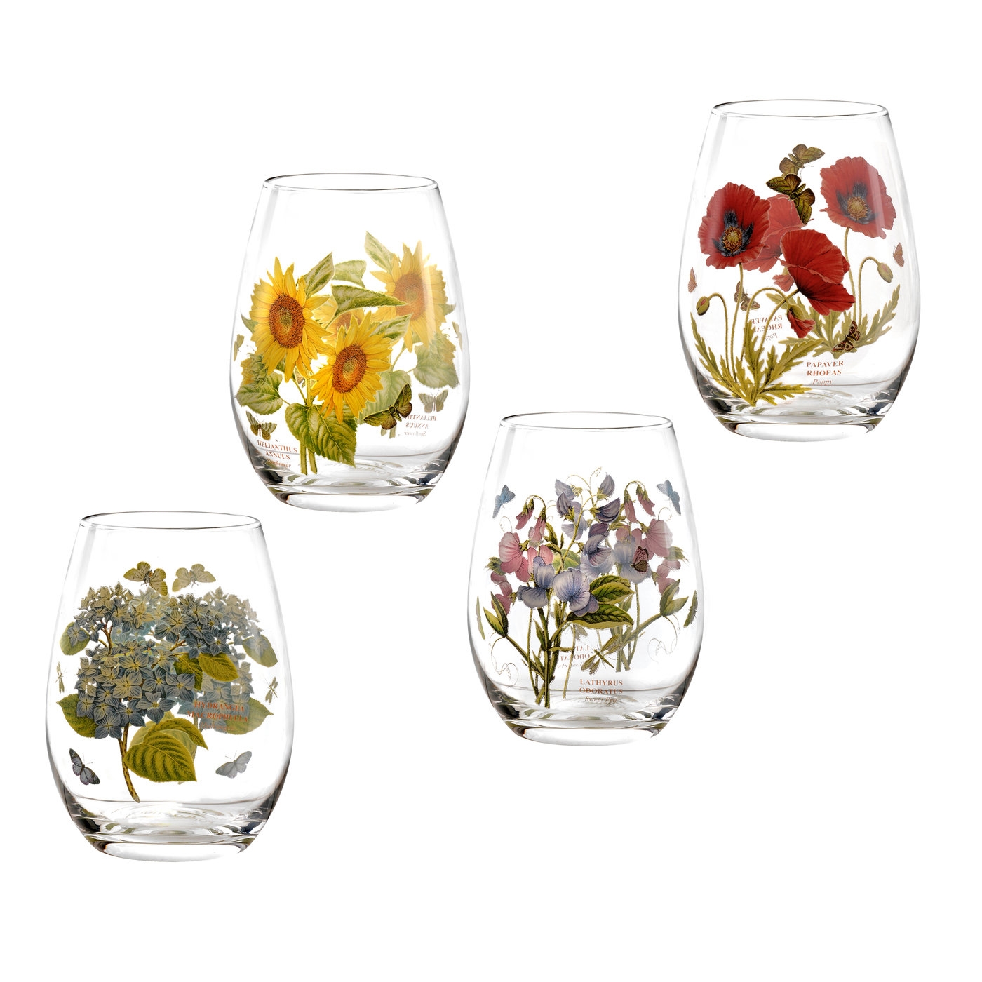 Portmeirion Botanic Garden 19oz Stemless Wine Glasses Set of 4 Portmeirion